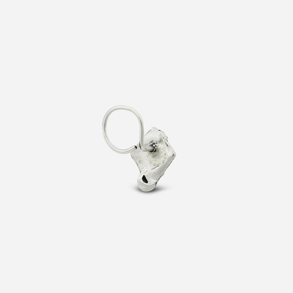 Silver Ganpati Nose pin on a white background by silver world