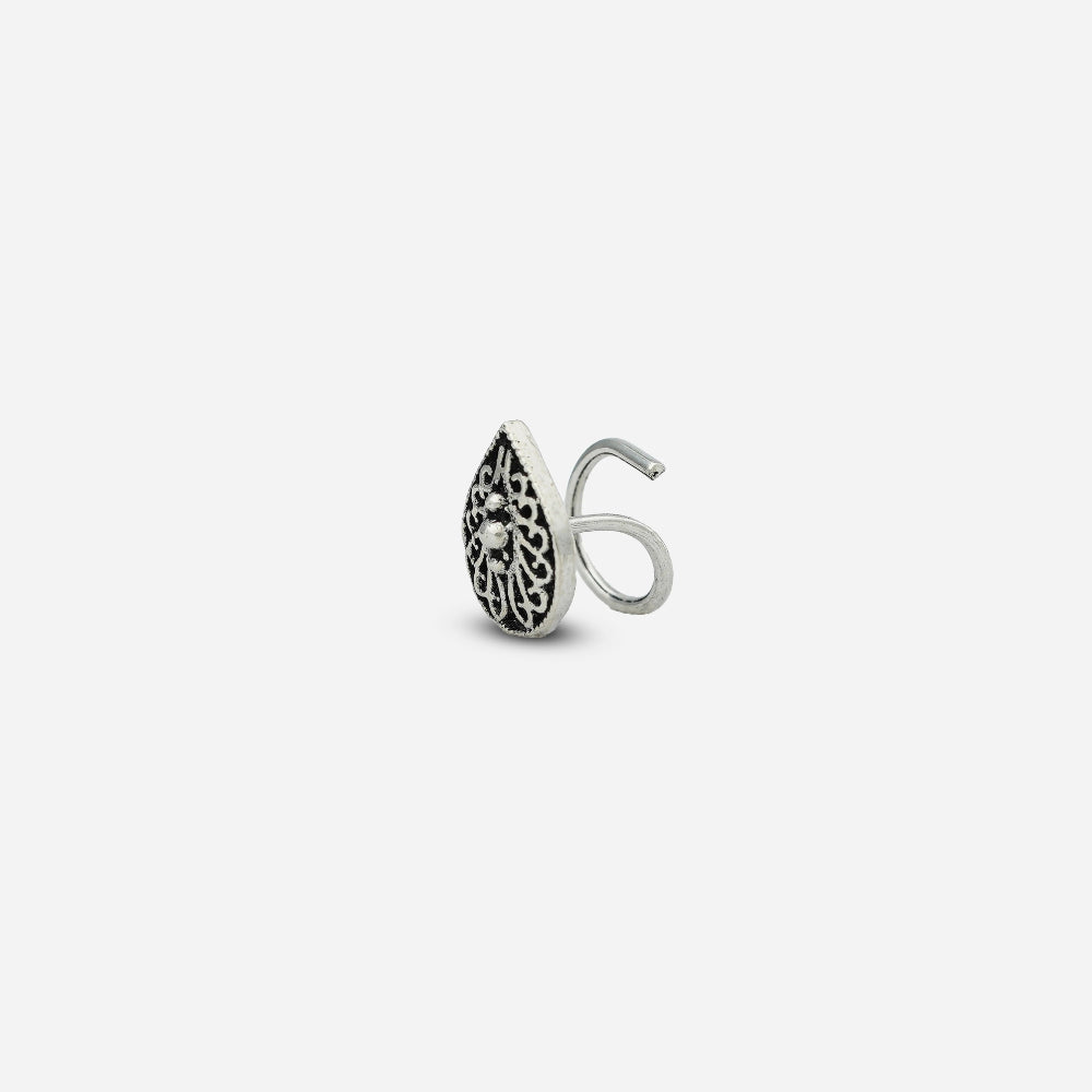 Silver teardrop-shaped nose ring by silver world