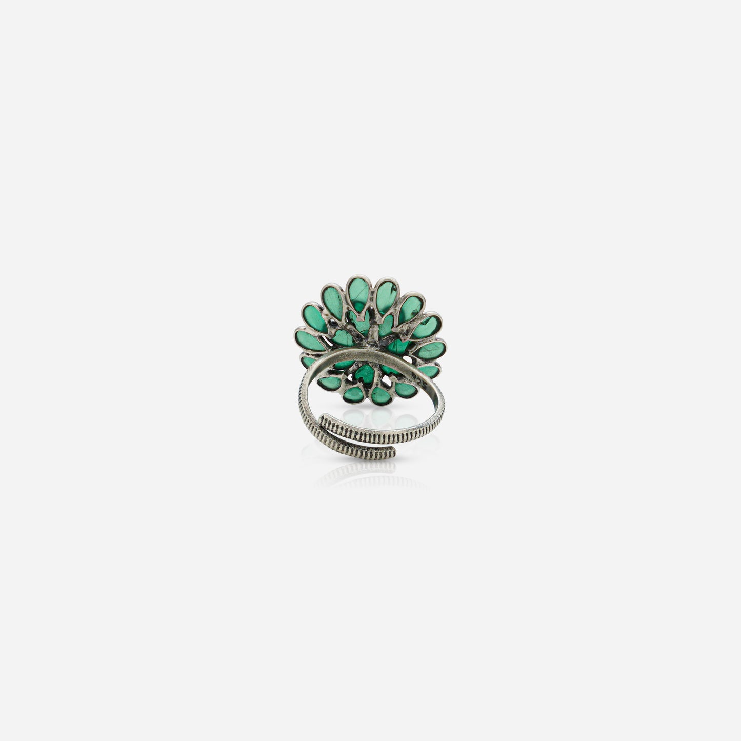 Green Stone Floral Ring