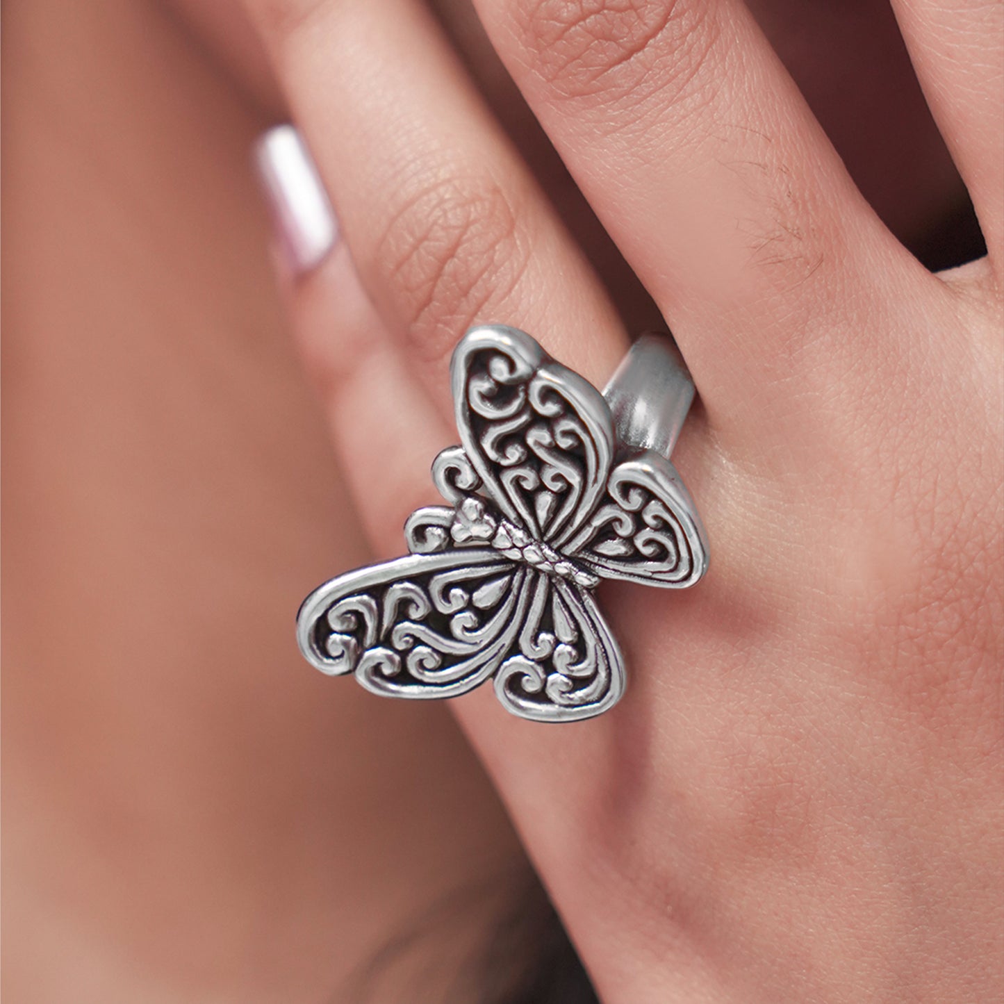 Ethereal Filigree Butterfly Ring