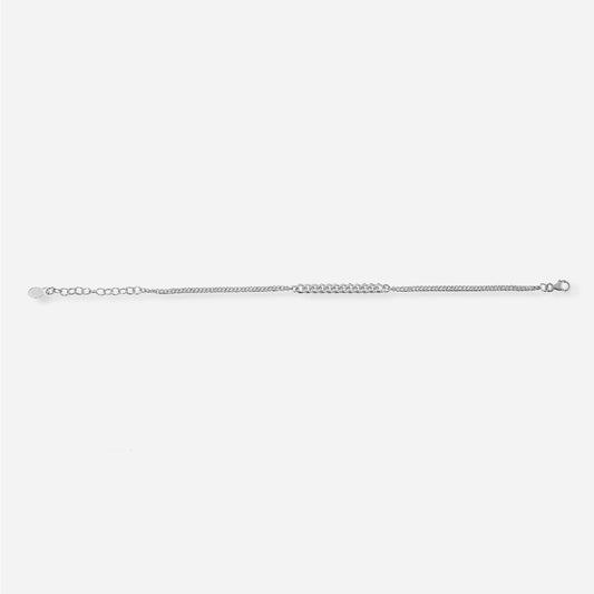 Silver chain bracelet on a white background