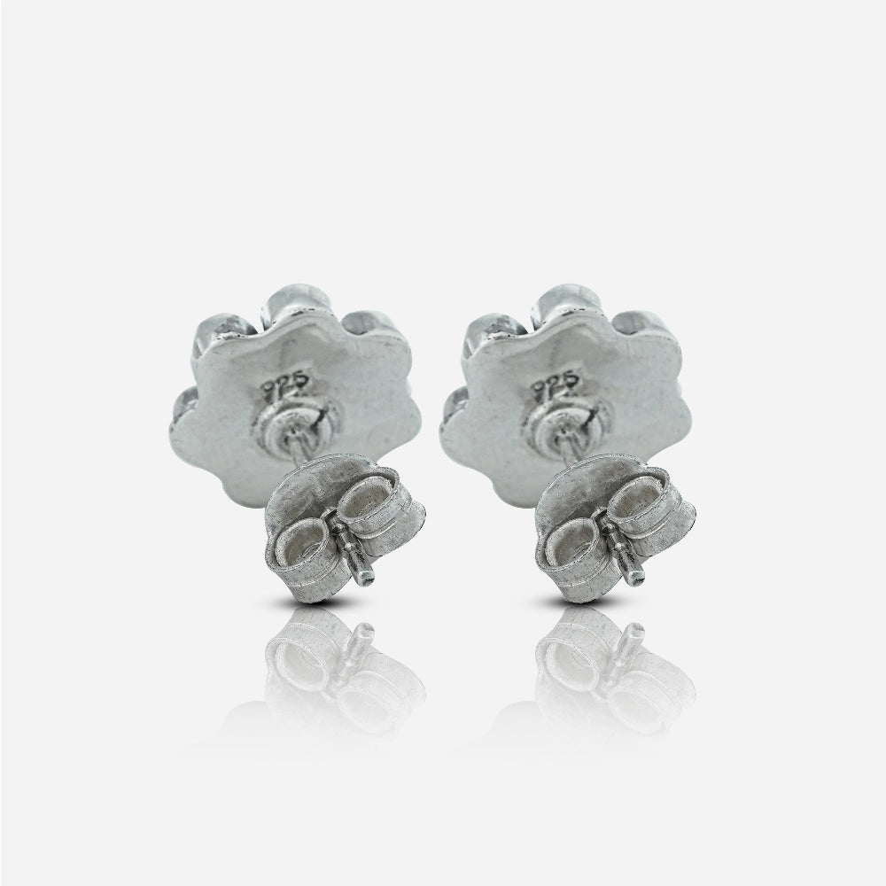 925 silver flower stone earrings