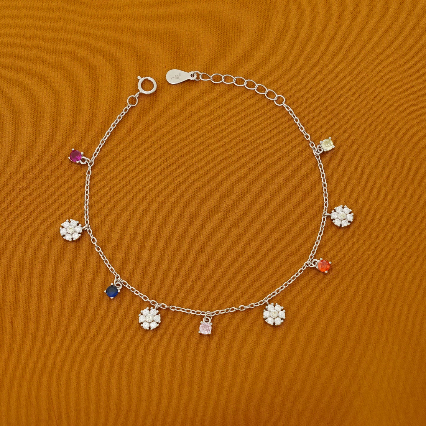 Floral Charm Dangle Bracelet