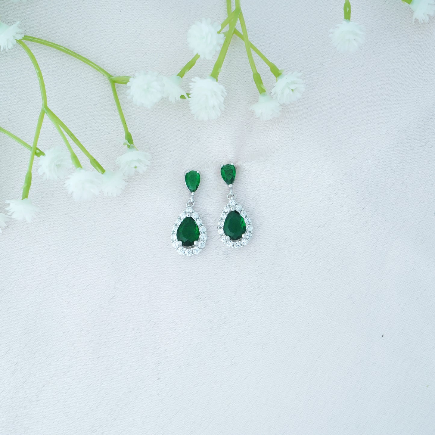 CZ Drop Silver Earrings