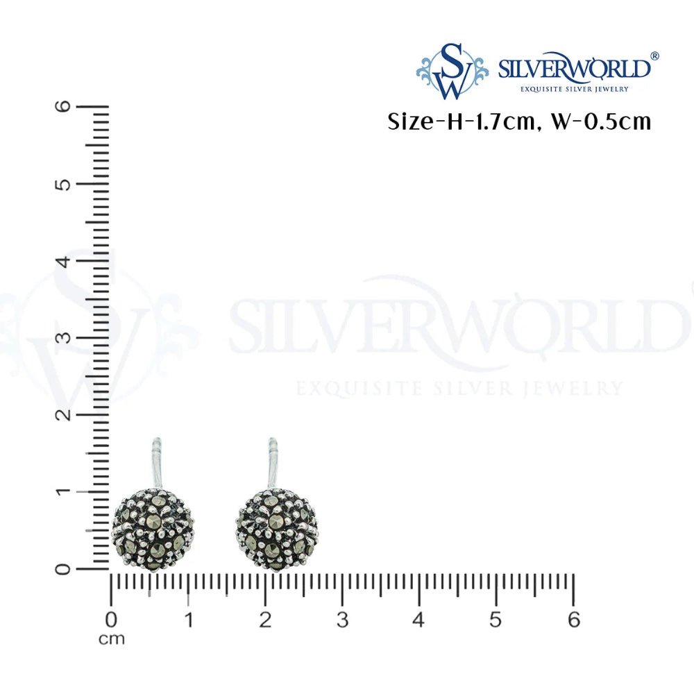 Silver earrings with measurement scale by Silver World - Best Silver shops in Delhi.