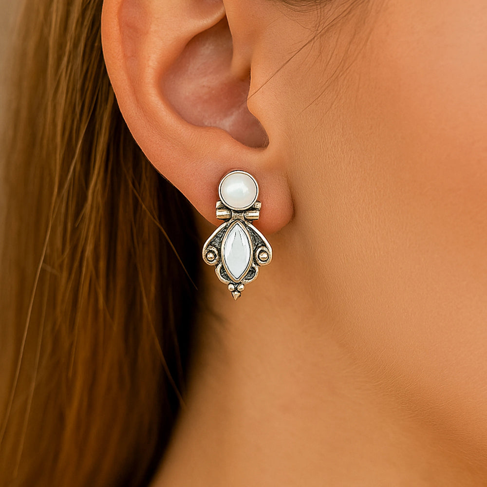 Silver Pearl Earrings