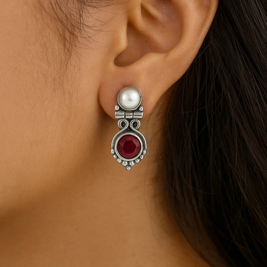 Red stone earrings