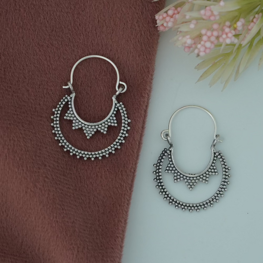 Silver Sunburst Hoops