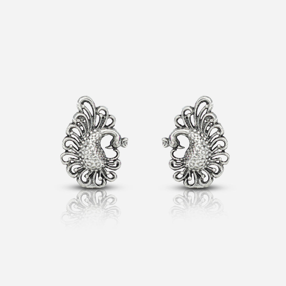 Pair of silver floral earrings