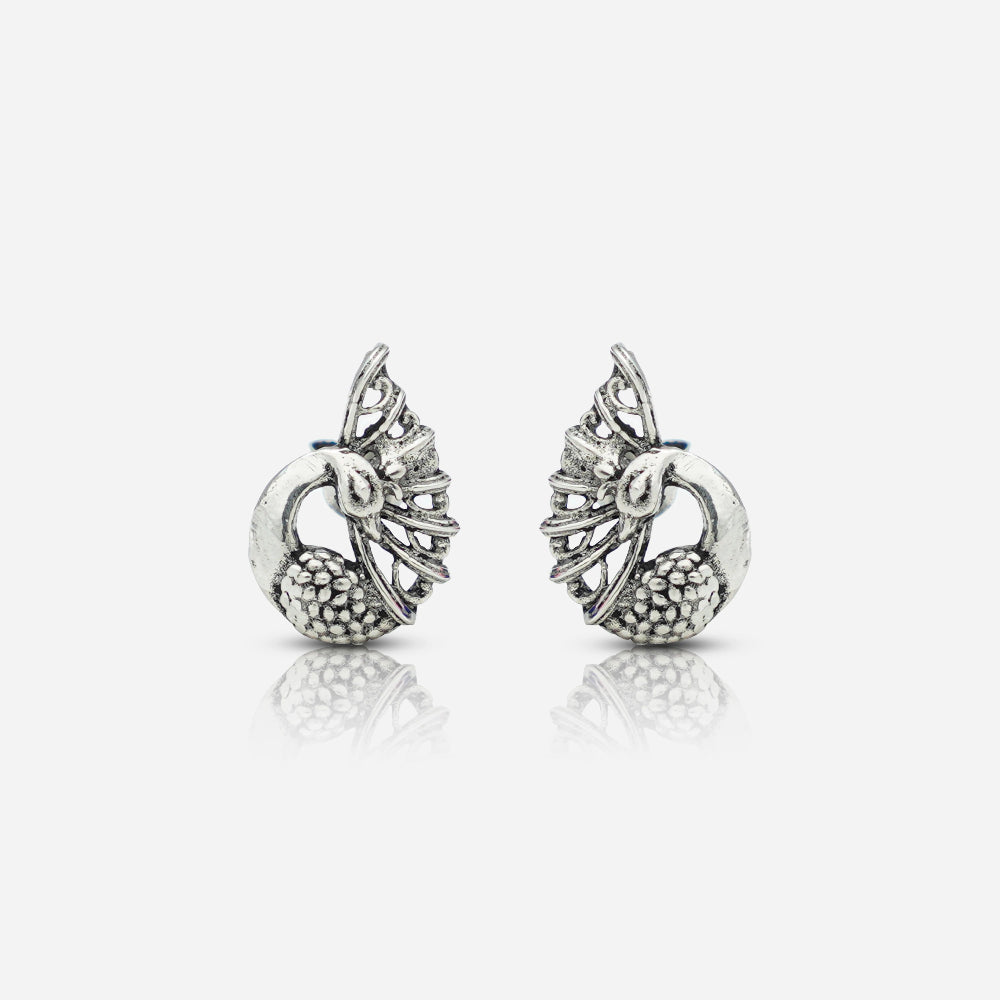 Pair of silver peacock earrings by silver world