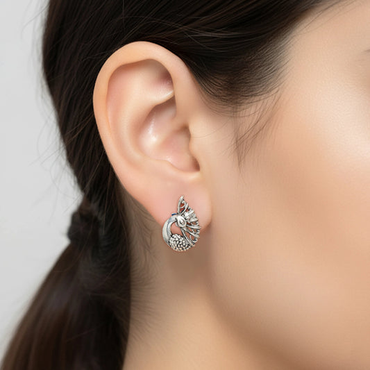 Silver peacock earring by Silver World