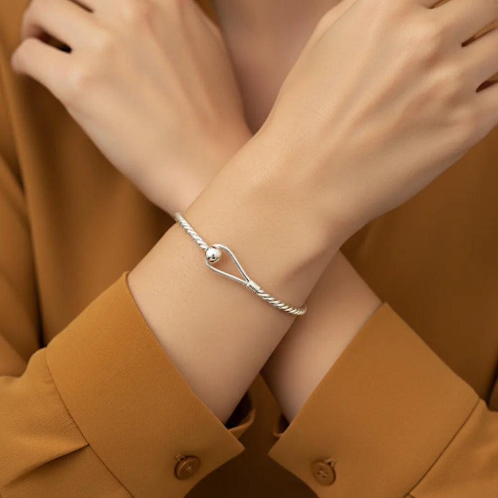 Silver bracelet on a wrist by Silver World - Best silver shop in Delhi.