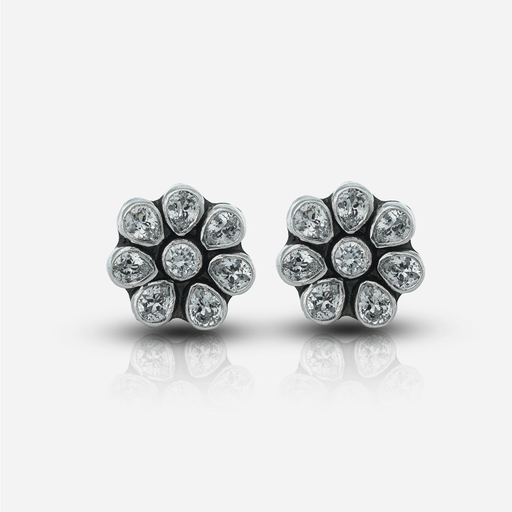 flower stone earrings front