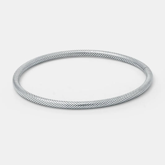 Hollowpipe Bangle Silver on a light gray background