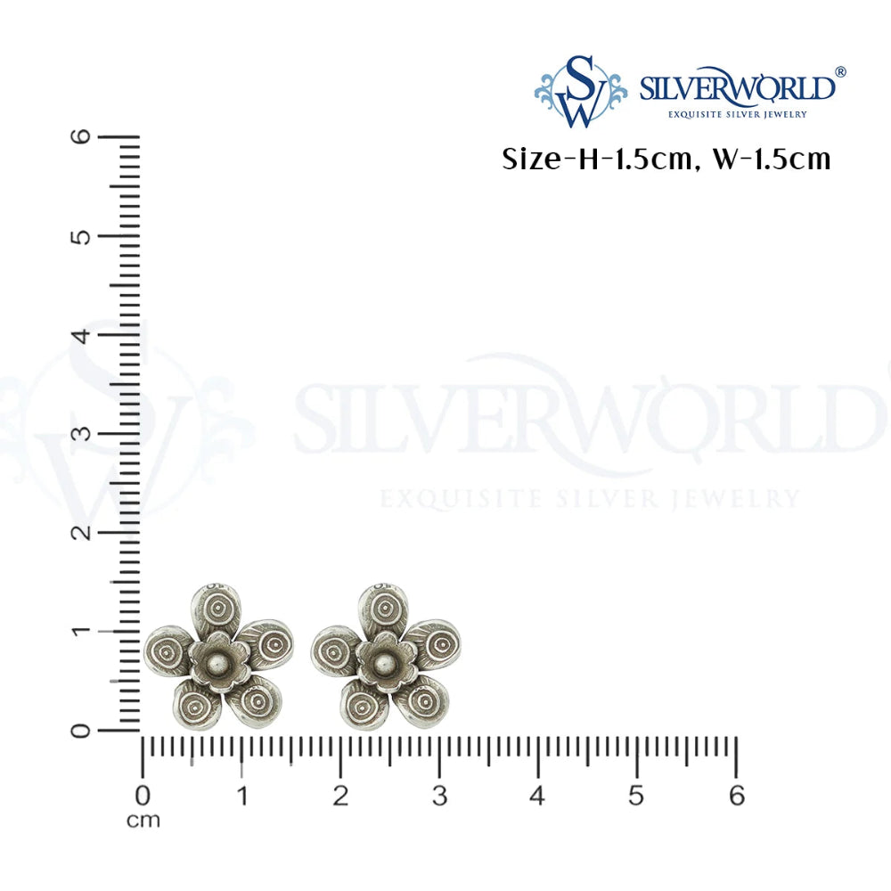 Oxidized Floral Stud Earrings