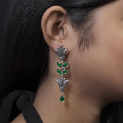 Green Stone Floral Drop