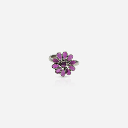 Pink Stone Floral Ring