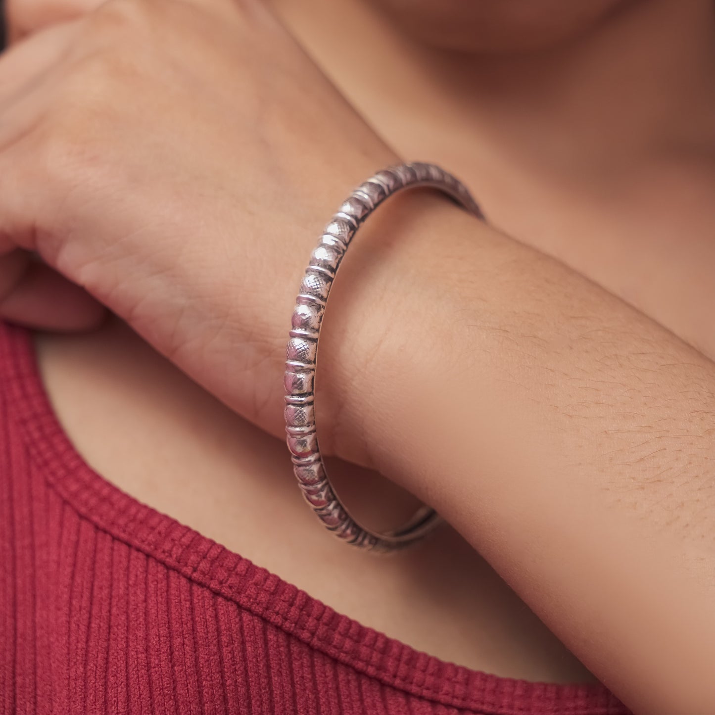 Rhythmic Engraved Bangle