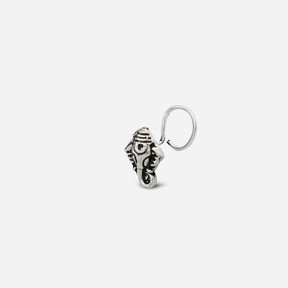 Silver Ganpati Nose pin on a white background by silver world
