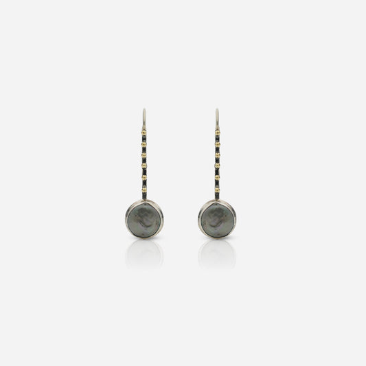 Gray Button Pearl Dangler