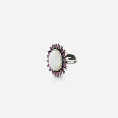 Round Sea Shell Pink Zirconia Ring