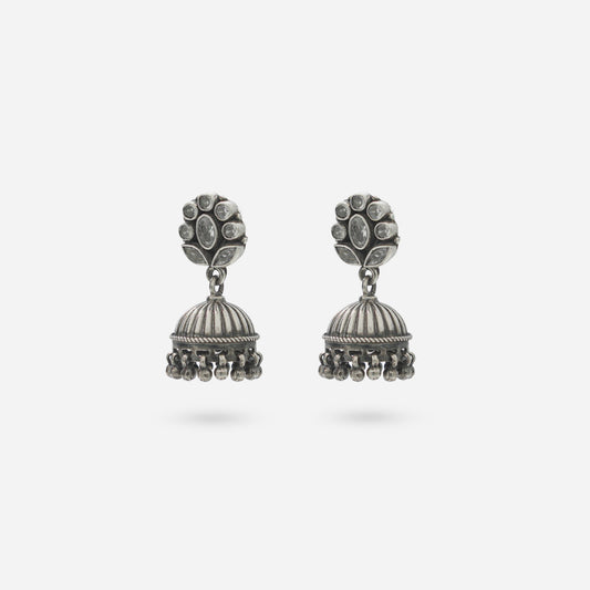 White Stone Floral Jhumka