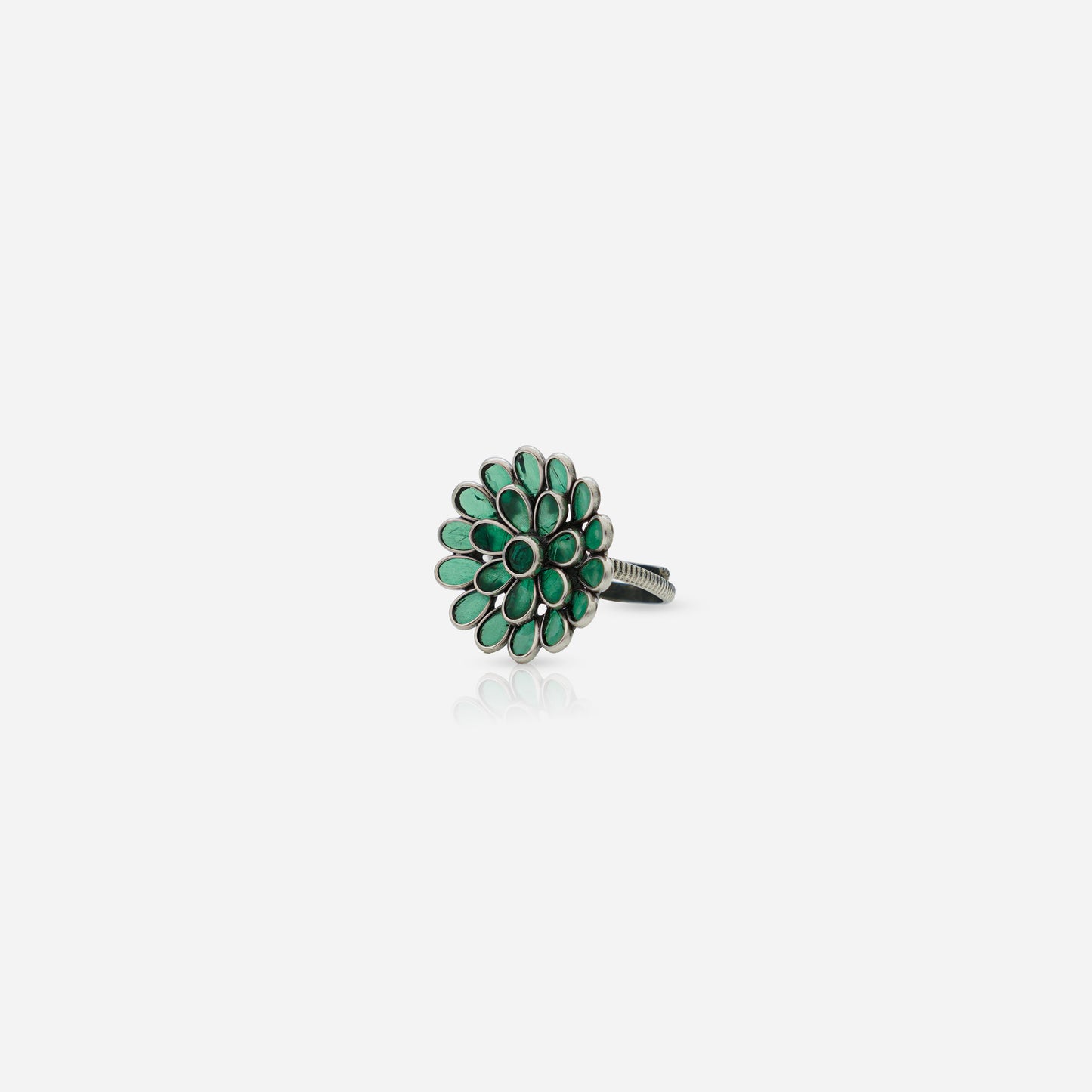 Green Stone Floral Ring