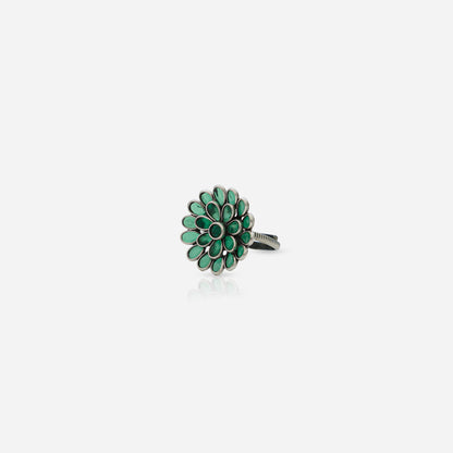 Green Stone Floral Ring
