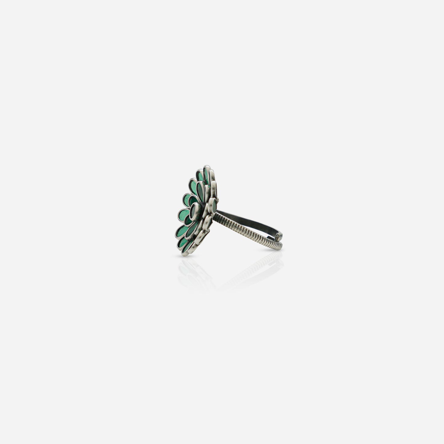 Green Stone Floral Ring