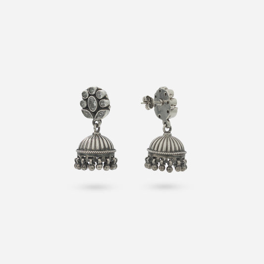 White Stone Floral Jhumka