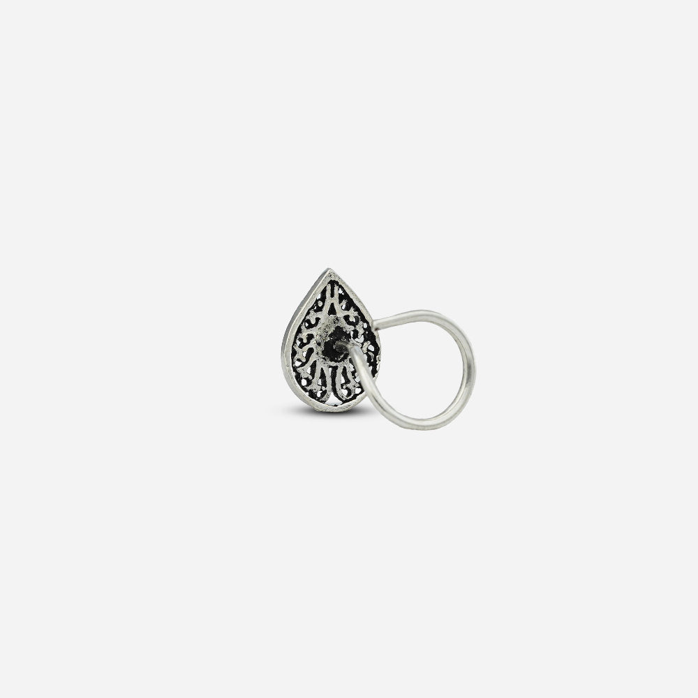 Silver teardrop-shaped nose ring by silver world.