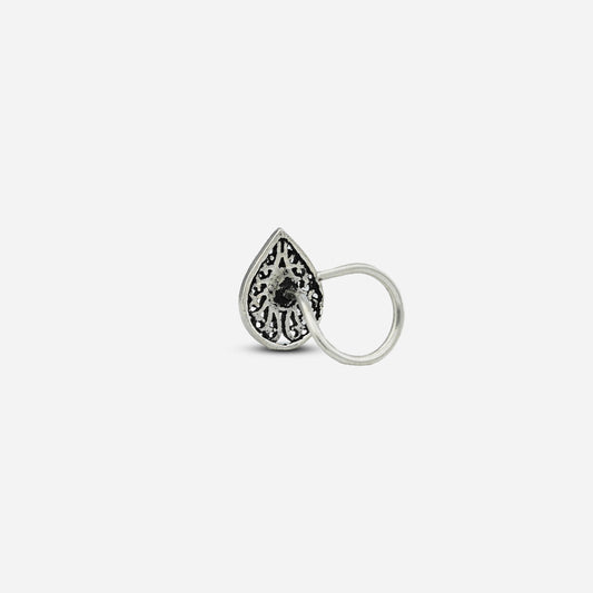Silver teardrop-shaped nose ring by silver world.