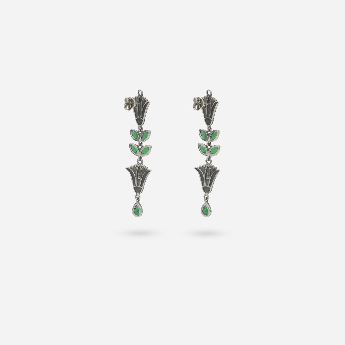 Green Stone Floral Drop
