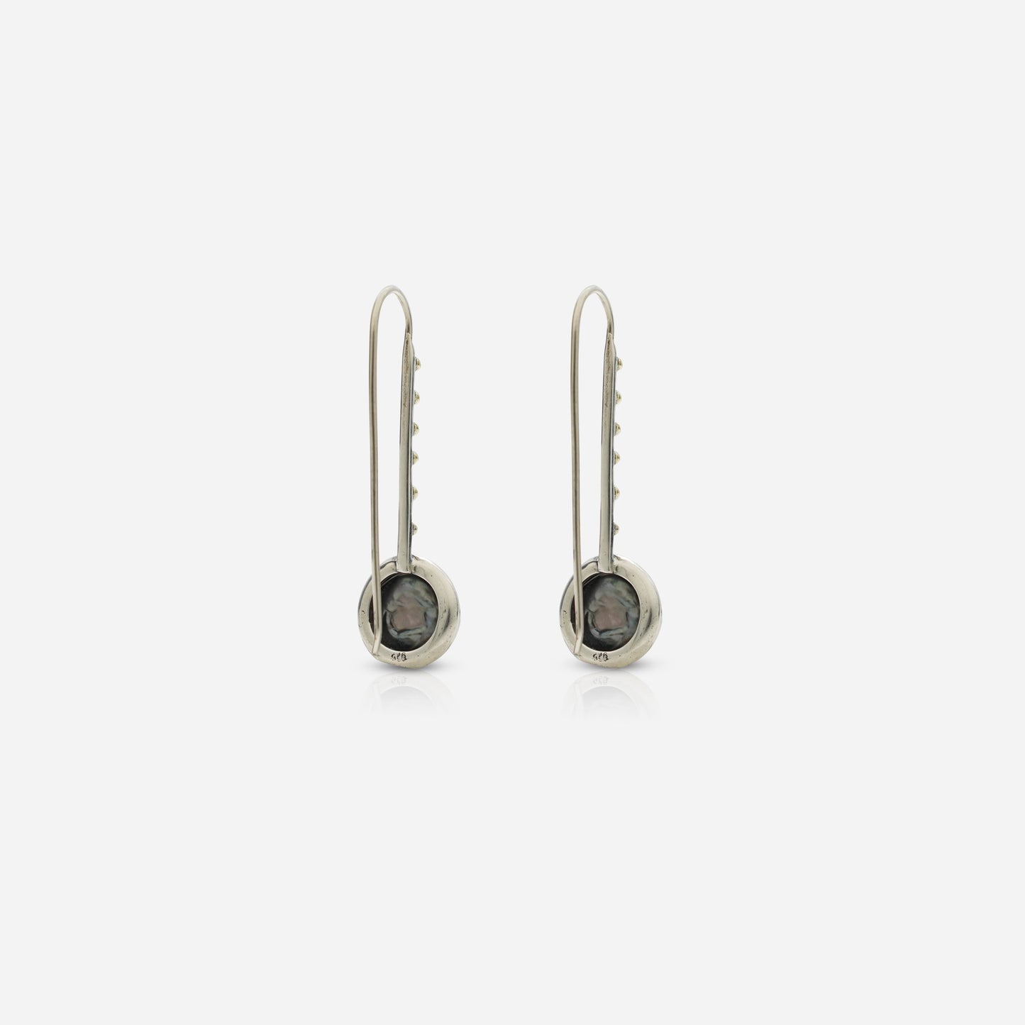 Gray Button Pearl Dangler