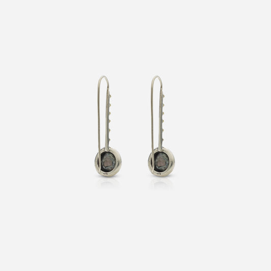 Gray Button Pearl Dangler