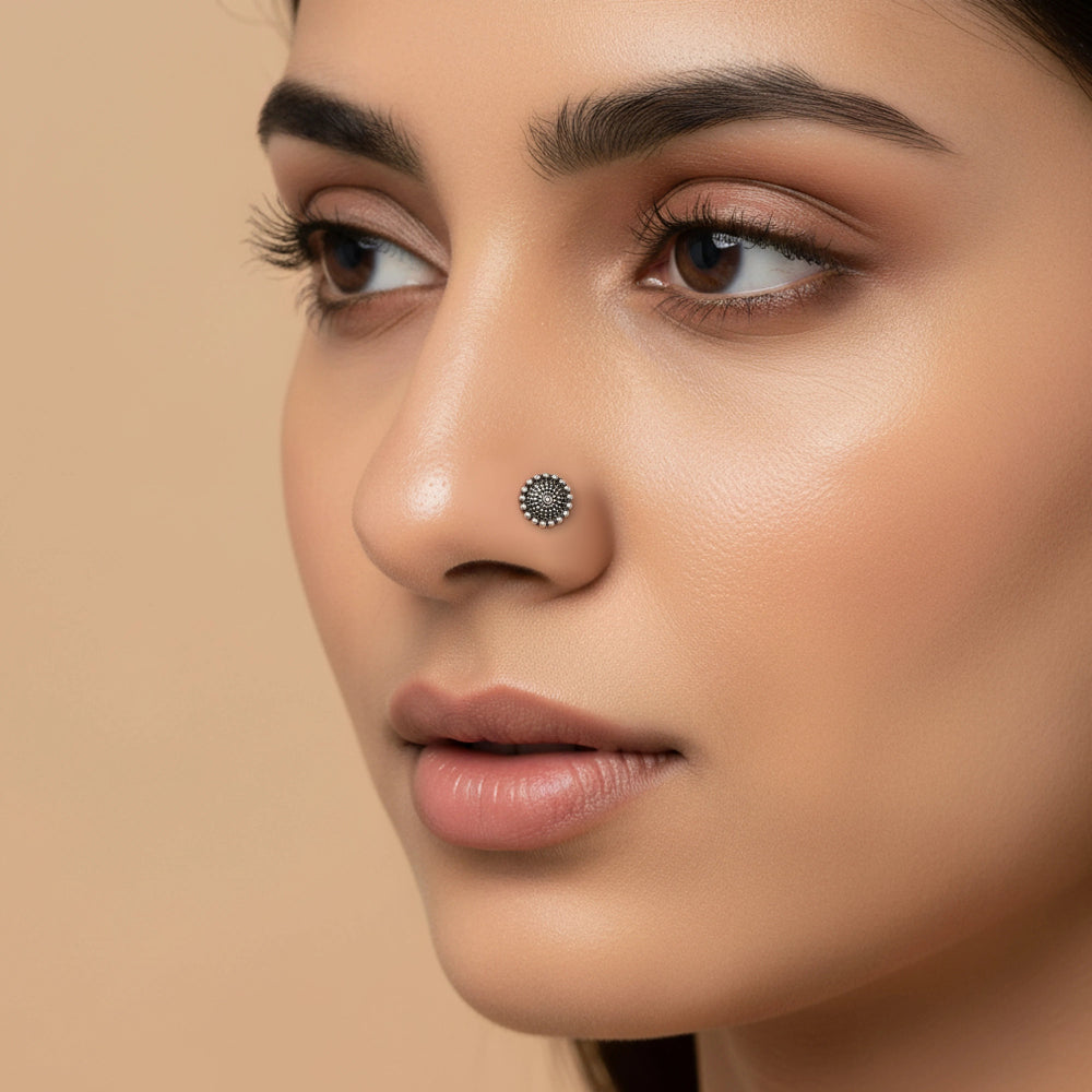 Silver Beaded Nose Pin