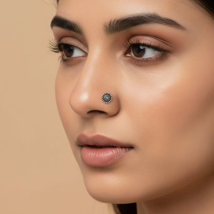 Silver Beaded Nose Pin