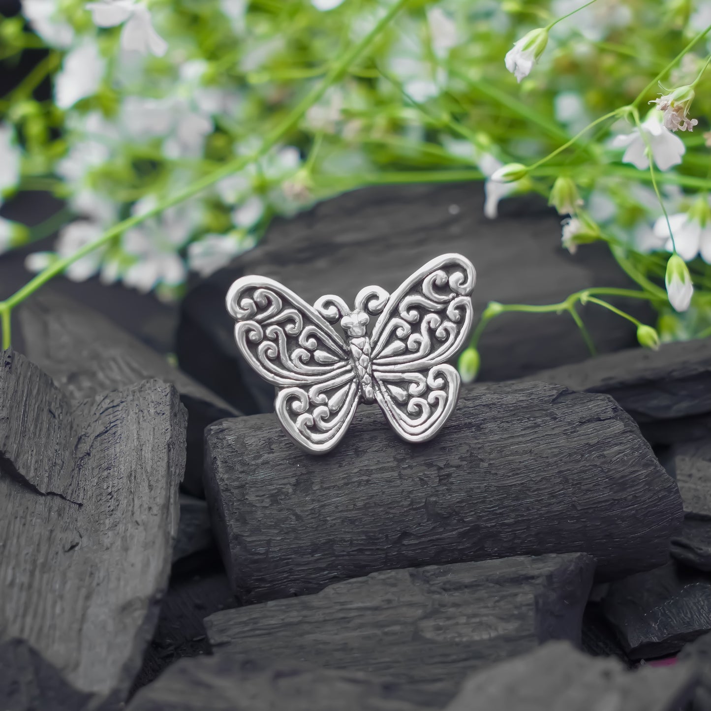 Ethereal Filigree Butterfly Ring