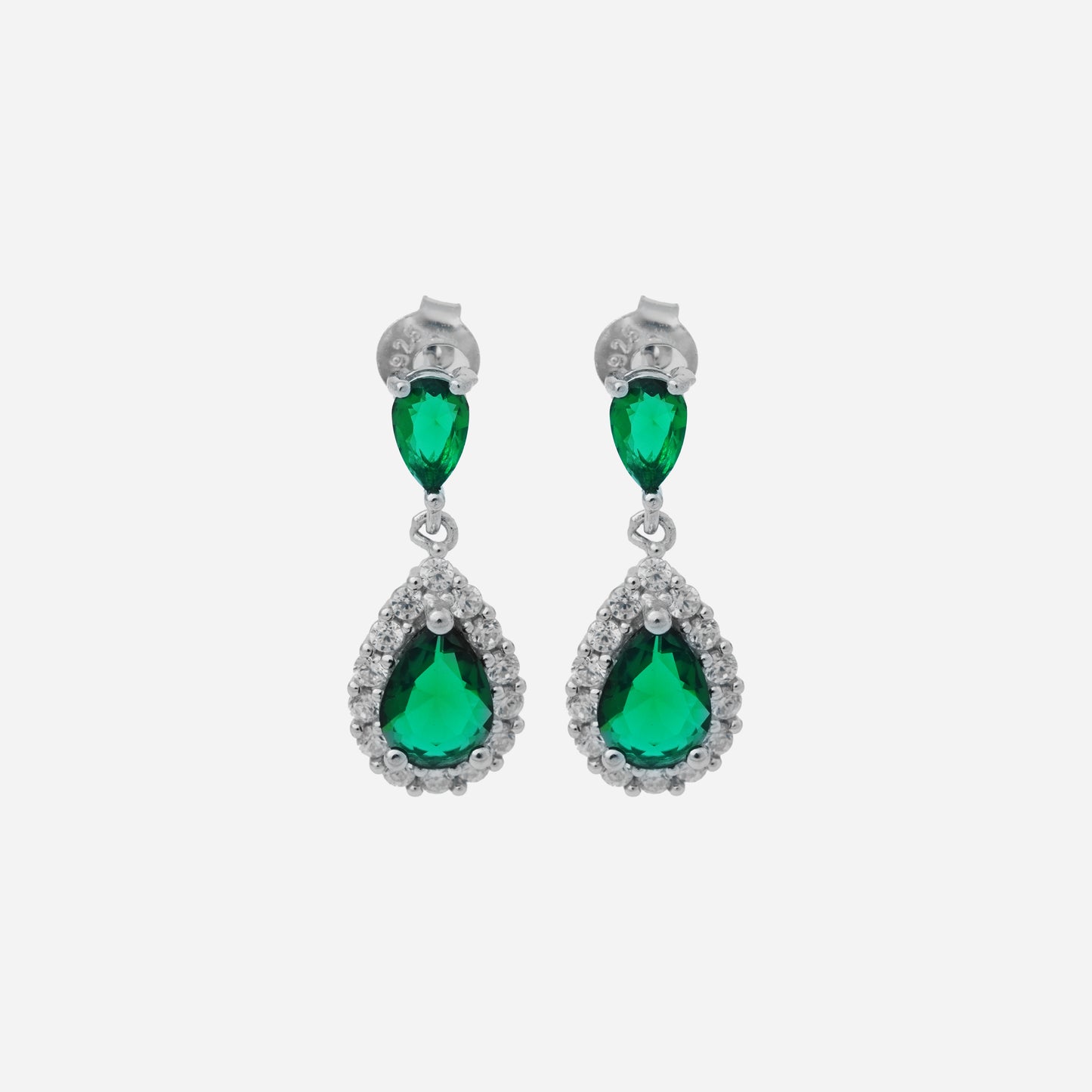 CZ Drop Silver Earrings