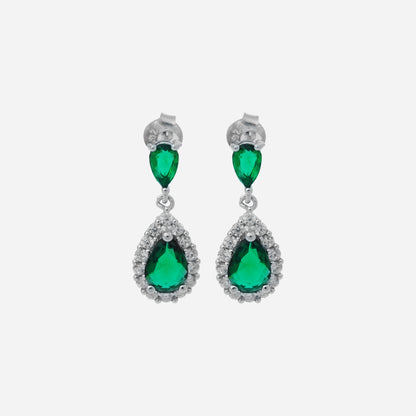 CZ Drop Silver Earrings