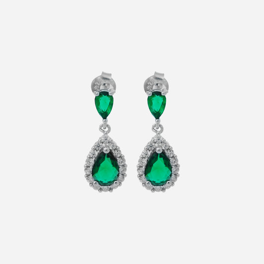 CZ Drop Silver Earrings