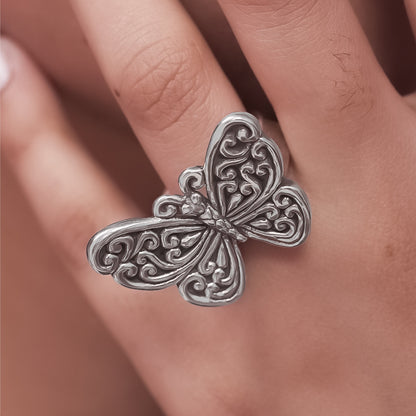 Ethereal Filigree Butterfly Ring