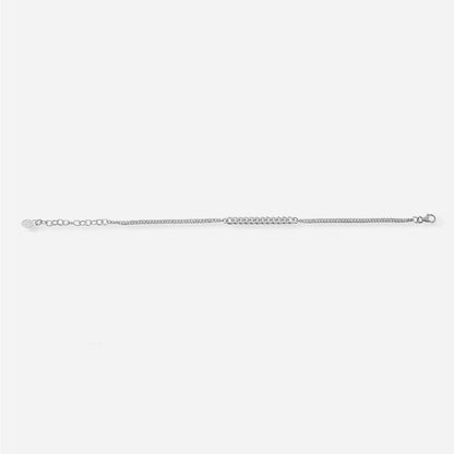 Silver chain bracelet on a white background