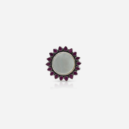 Round Sea Shell Pink Zirconia Ring
