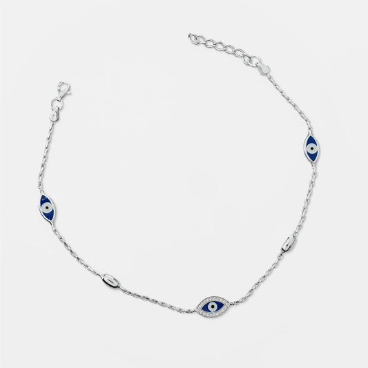 Evil Eye Anklet Silver