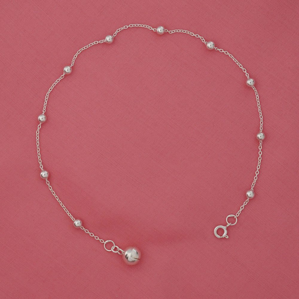 Silver Beaded Anklet