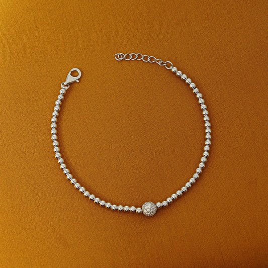 Silver beaded bracelet by Silver World - Best silver shops in Delhi