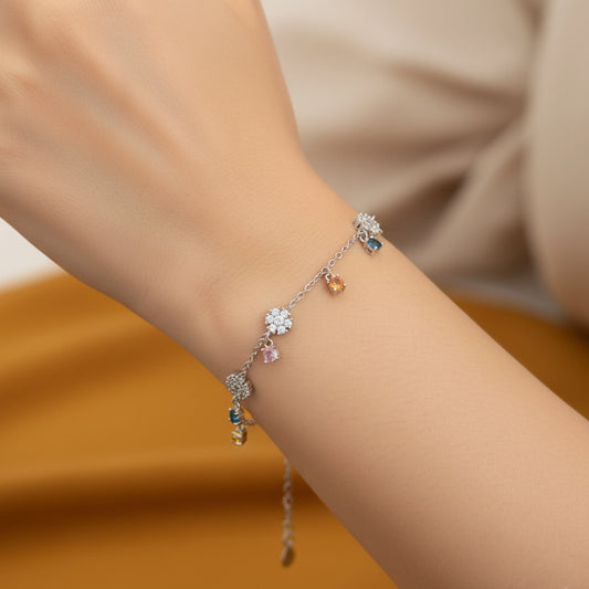 Rainbow Charm Silver Bracelet