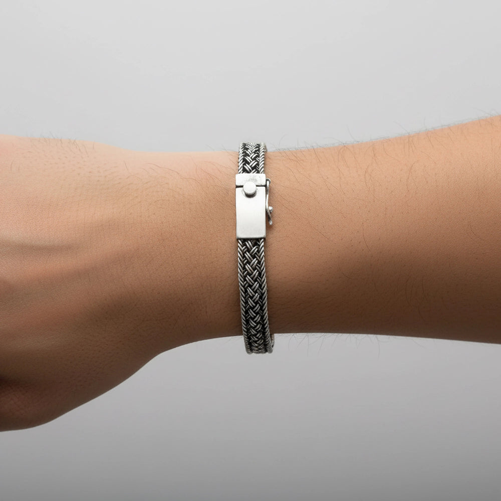 Silver bracelet with braided design by silver world