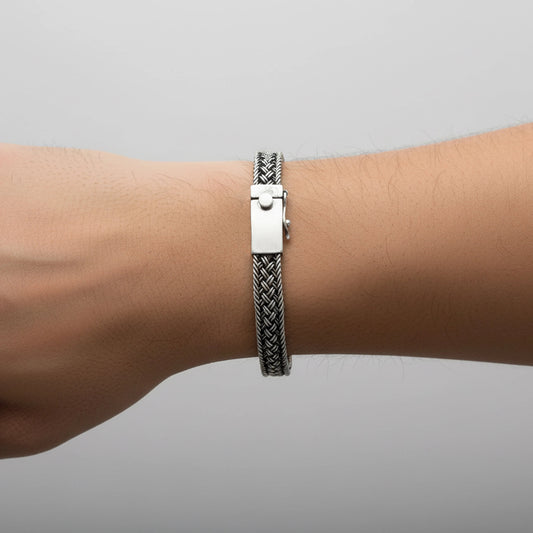 Silver bracelet with braided design by silver world